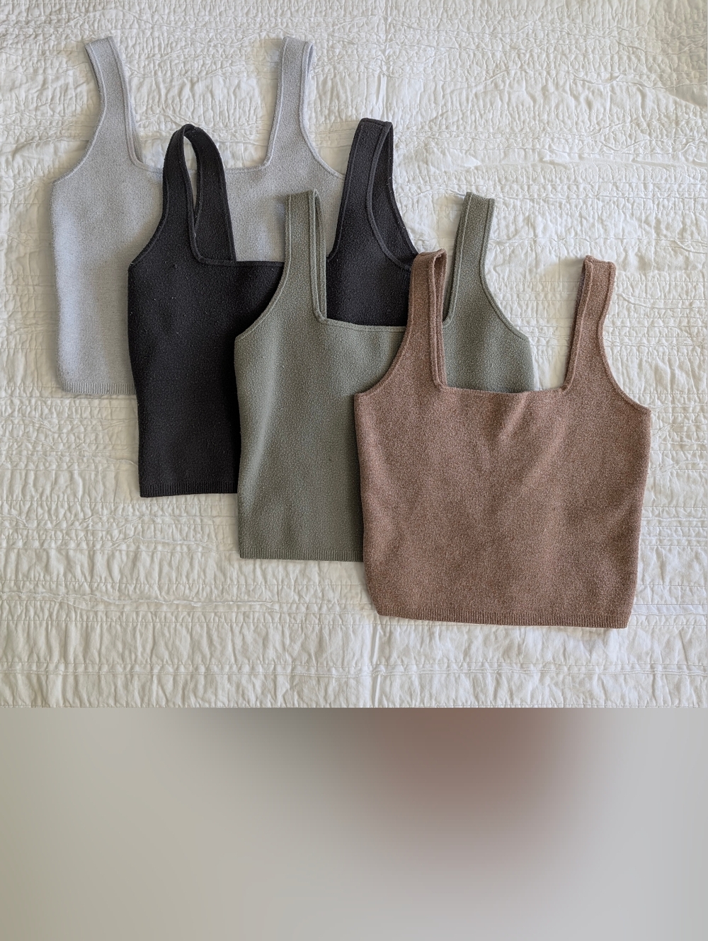 Abercrombie & Fitch Soft AF Cropped Square Neck Knit Tank Top Lot of 4 Sizes S,M